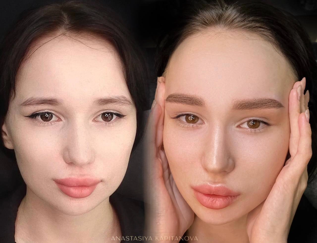 Diese Komplettverwandlung umfasst sanft pudrige Augenbrauen, definierte Lippen und einen betonten Wimpernkranz. Das Ergebnis ist ein gepflegter und dennoch natürlicher Look – strahlende Augen, harmonische Gesichtszüge und ein selbstbewusstes Lächeln, das das Gesicht zum Leuchten bringt.